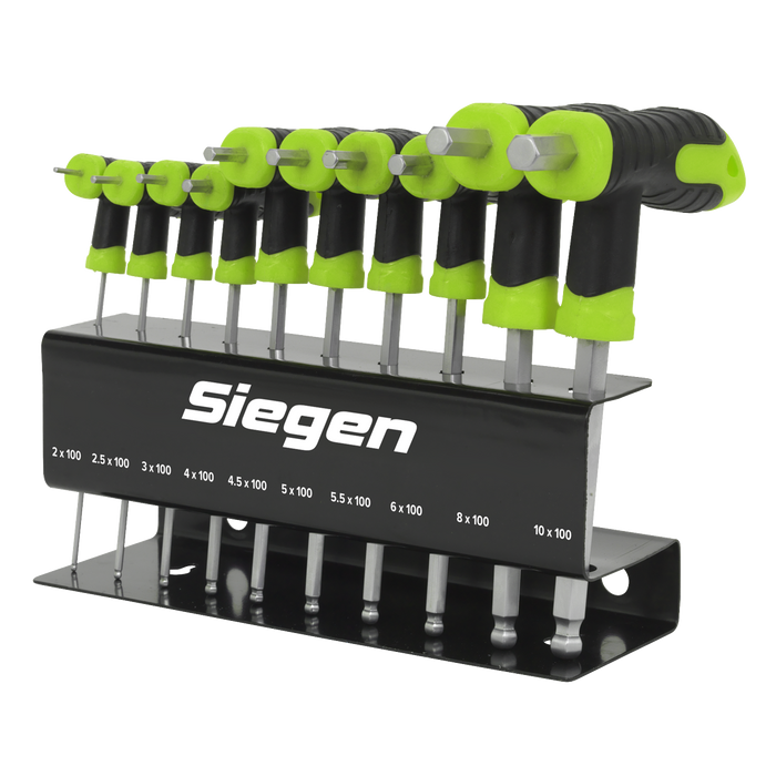 Siegen T-Handle Ball-End Hex Key Set 10pc | S01150