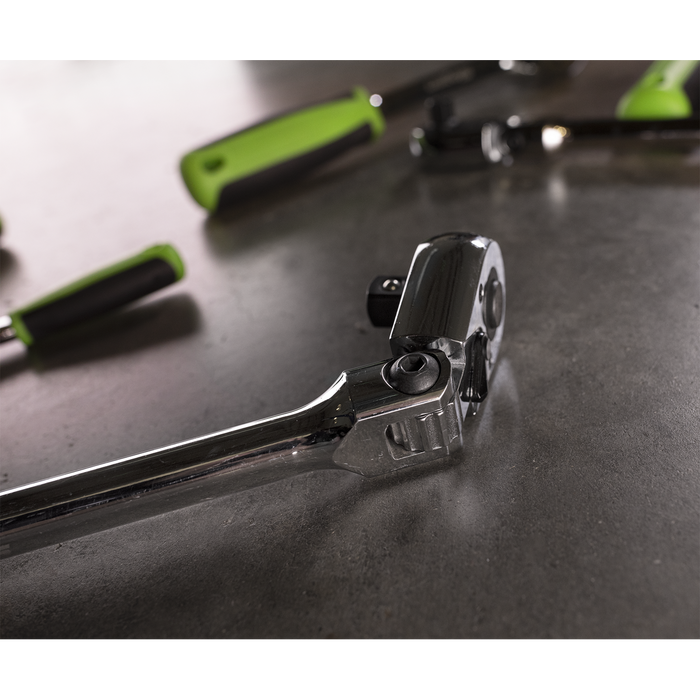 Siegen Extra-Long Flexi-Head Ratchet Wrench with Flip Reverse 3/8"Sq Drive | S01208