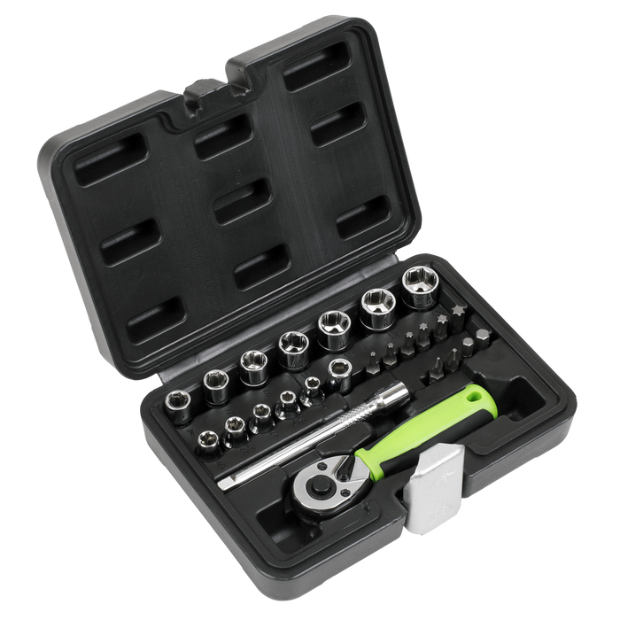 Siegen Socket Set 1/4"Sq Drive 25pc | S01233