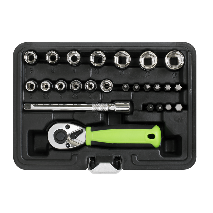 Siegen Socket Set 1/4"Sq Drive 25pc | S01233