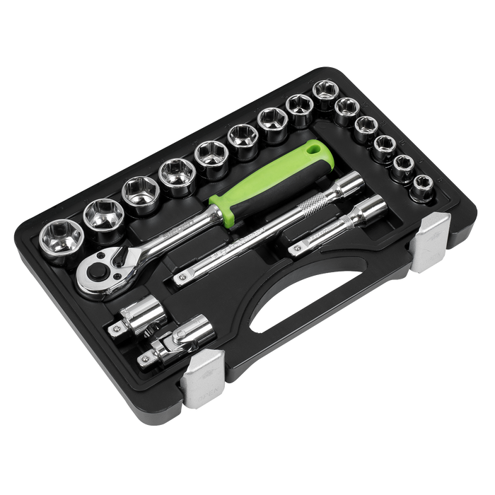 Siegen Socket Set 3/8"Sq Drive 19pc | S01235