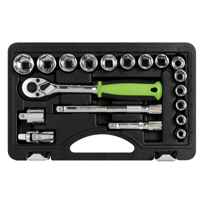 Siegen Socket Set 3/8"Sq Drive 19pc | S01235