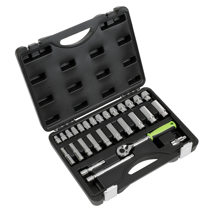 Siegen Socket Set 3/8"Sq Drive 28pc | S01236
