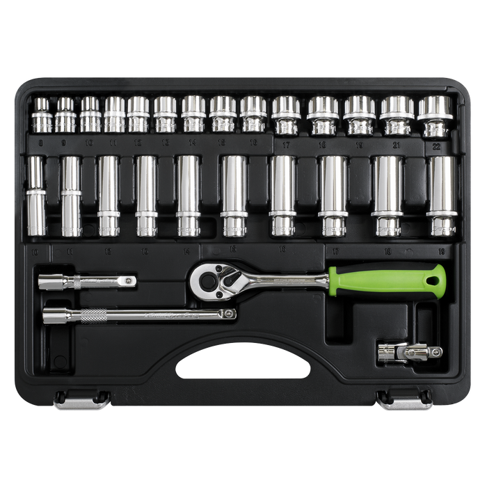 Siegen Socket Set 3/8"Sq Drive 28pc | S01236