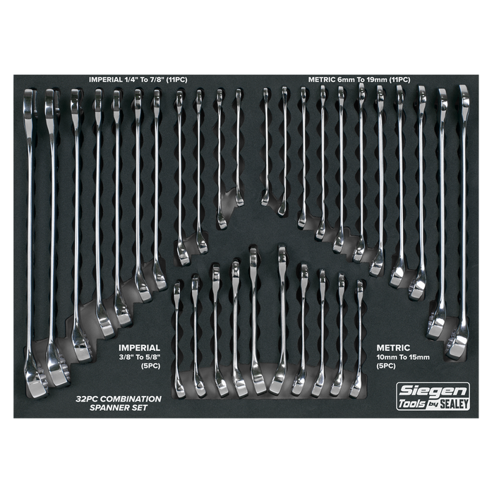 Siegen Metric/Imperial Combination Spanner Set 32pc | S01239