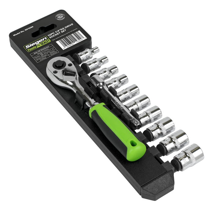 Siegen Socket Set 1/4"Sq Drive 12pc | S01240
