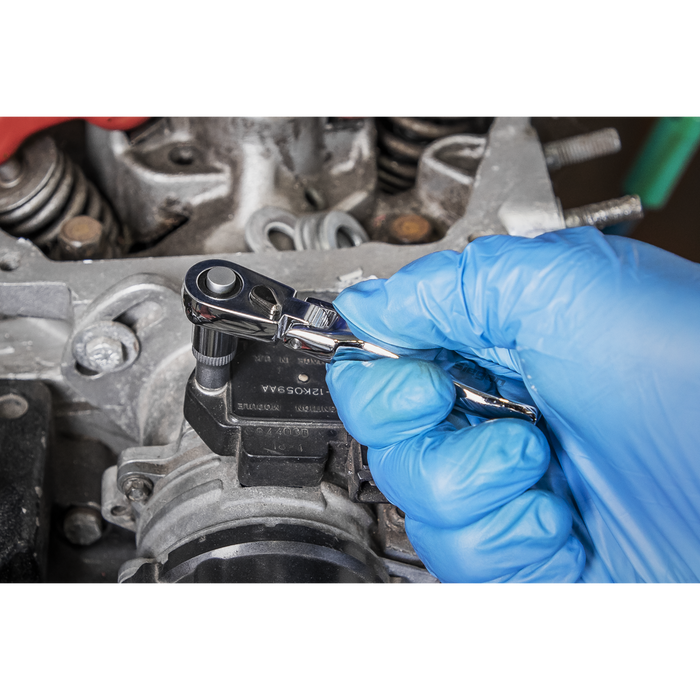 Siegen Micro Flexi-Head Ratchet Wrench 1/4"Sq Drive | S01254
