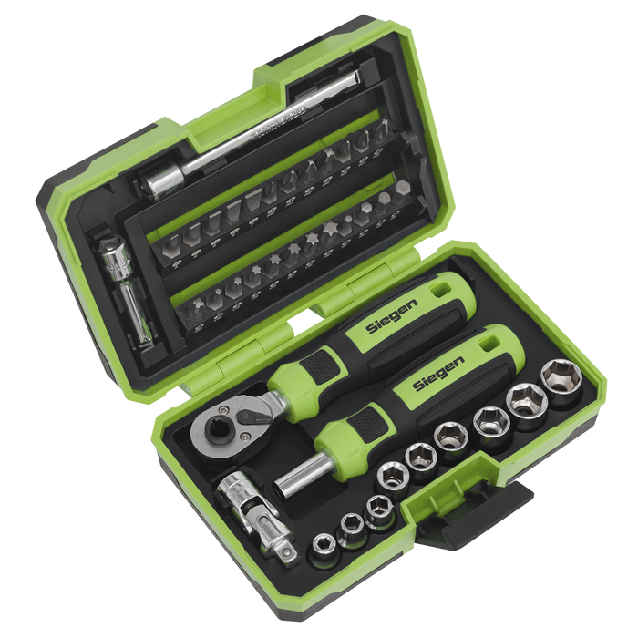 Siegen Socket & Bit Set 1/4"Sq Drive 38pc | S01255