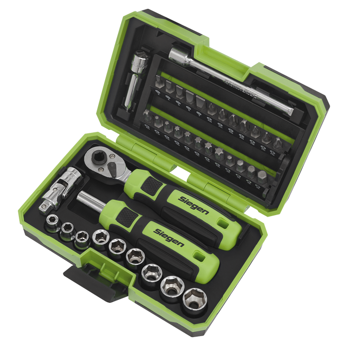 Siegen Socket & Bit Set 1/4"Sq Drive 38pc | S01255