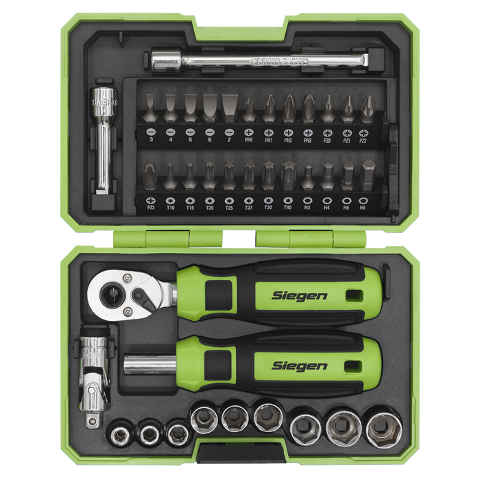 Siegen Socket & Bit Set 1/4"Sq Drive 38pc | S01255
