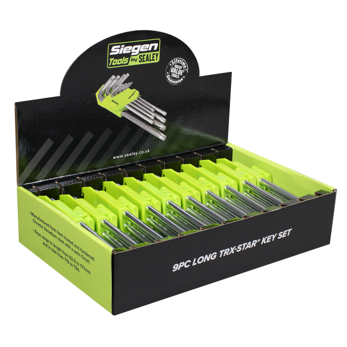 Siegen Long TRX-Star* Key Set 9pc - Display Box of 10 | S01264