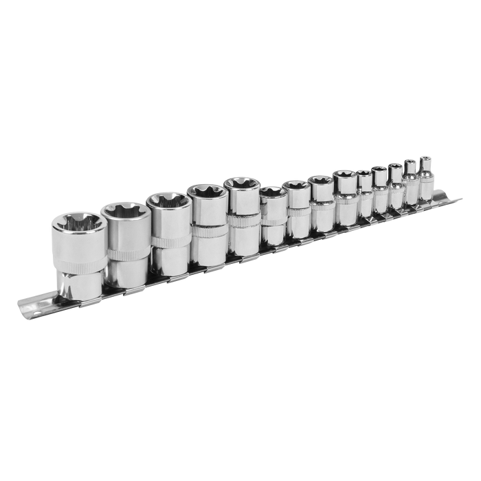 Siegen TRX-Star* Socket Set E4-E24 1/4", 3/8" & 1/2"Sq Drive 14pc | S01265