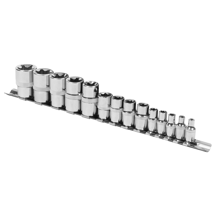Siegen TRX-Star* Socket Set E4-E24 1/4", 3/8" & 1/2"Sq Drive 14pc | S01265