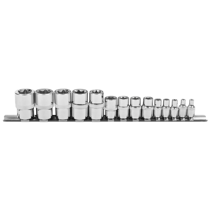 Siegen TRX-Star* Socket Set E4-E24 1/4", 3/8" & 1/2"Sq Drive 14pc | S01265