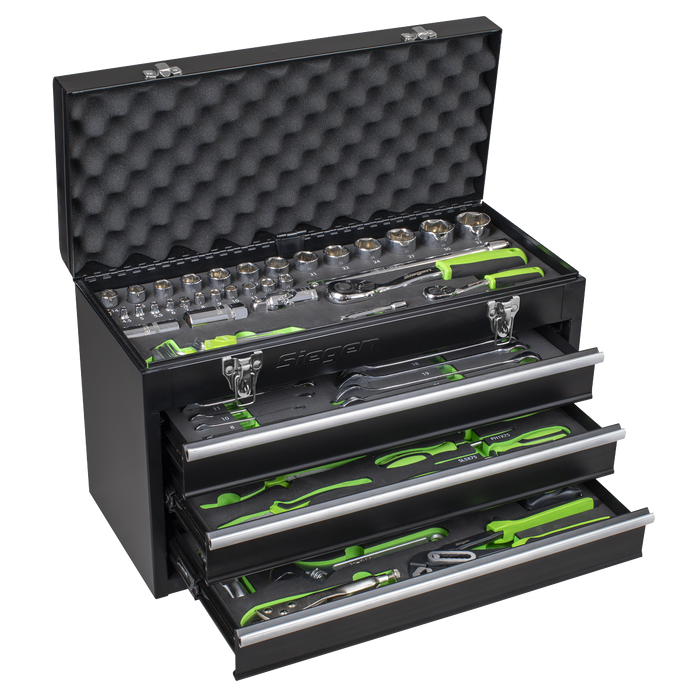 Siegen Portable Tool Chest 3 Drawer with 98pc Tool Kit | S01266
