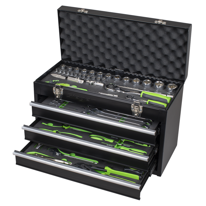 Siegen Portable Tool Chest 3 Drawer with 98pc Tool Kit | S01266