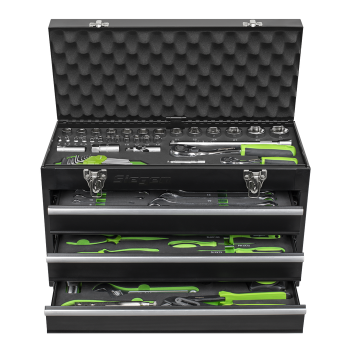 Siegen Portable Tool Chest 3 Drawer with 98pc Tool Kit | S01266