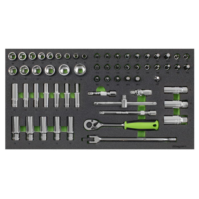 Siegen Socket Set with Tool Tray 3/8"Sq Drive 62pc | S01270