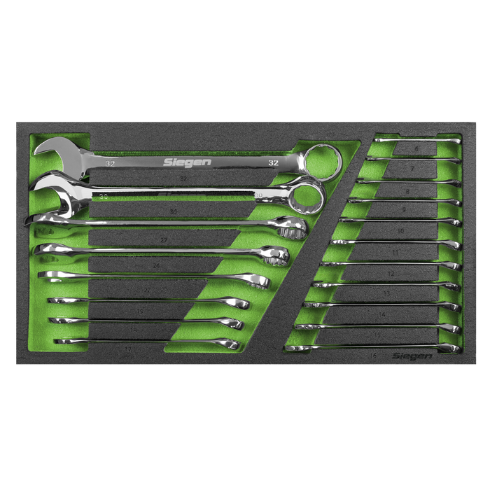 Siegen Combination Spanner Set with Tool Tray 19pc | S01272