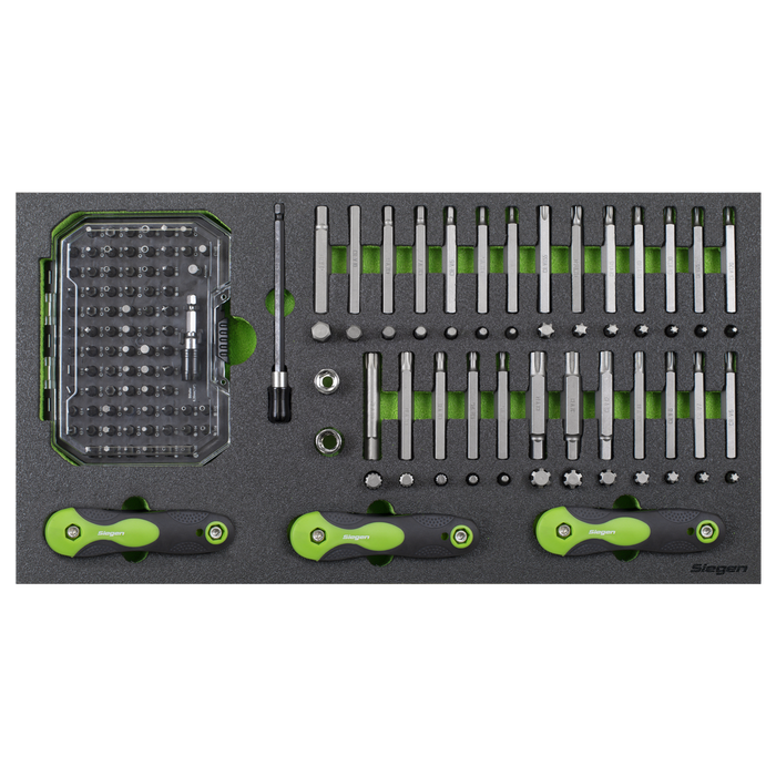 Siegen Specialised Bit Set & Folding Hex Keys with Tool Tray 170pc | S01275