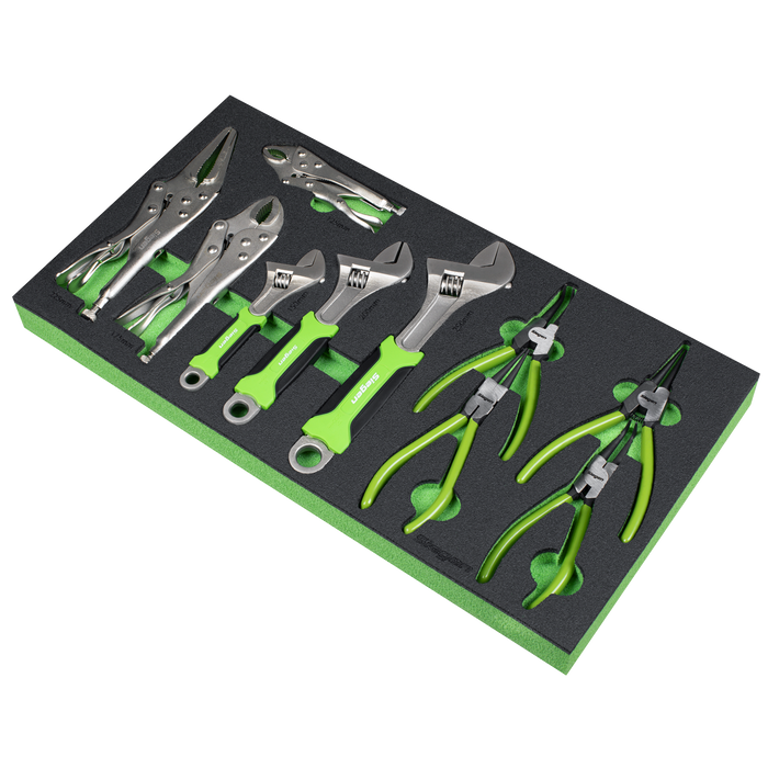 Siegen Adjustable Wrench & Pliers Set with Tool Tray 10pc | S01278