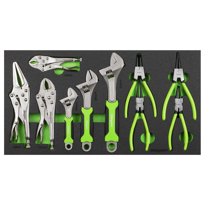 Siegen Adjustable Wrench & Pliers Set with Tool Tray 10pc | S01278