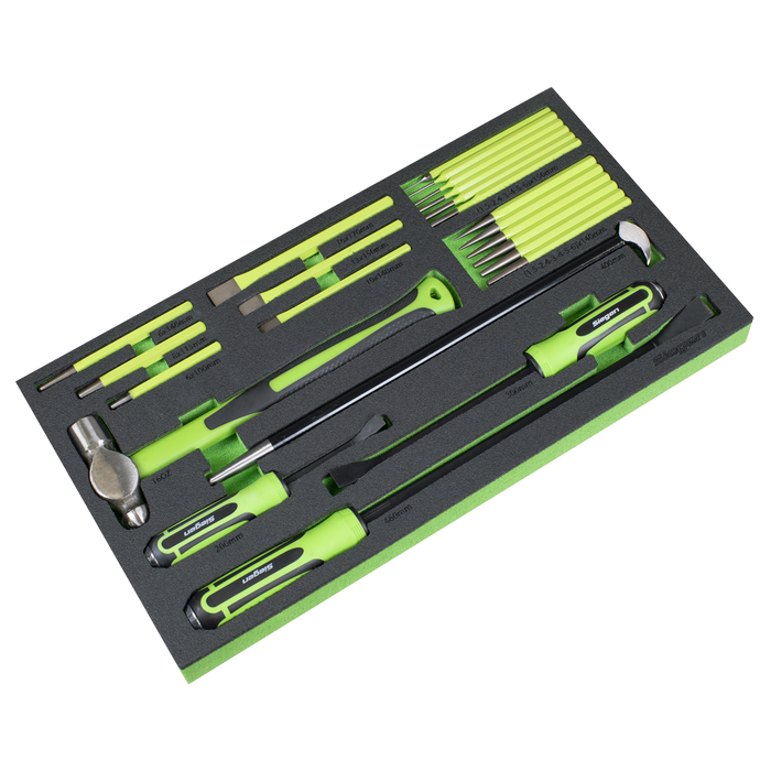 Siegen Pry Bar, Hammer & Punch Set with Tool Tray 23pc | S01279