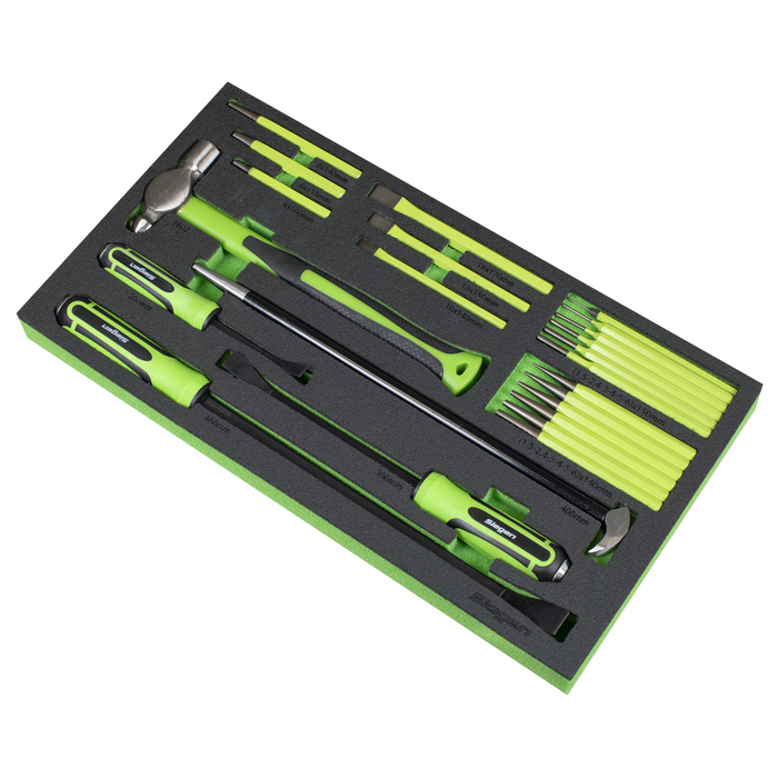 Siegen Pry Bar, Hammer & Punch Set with Tool Tray 23pc | S01279