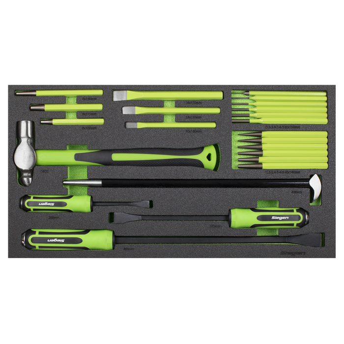 Siegen Pry Bar, Hammer & Punch Set with Tool Tray 23pc | S01279