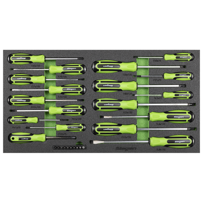 Siegen Hammer-Thru Screwdriver, Bit Driver & Bit Set with Tool Tray 28pc | S01281