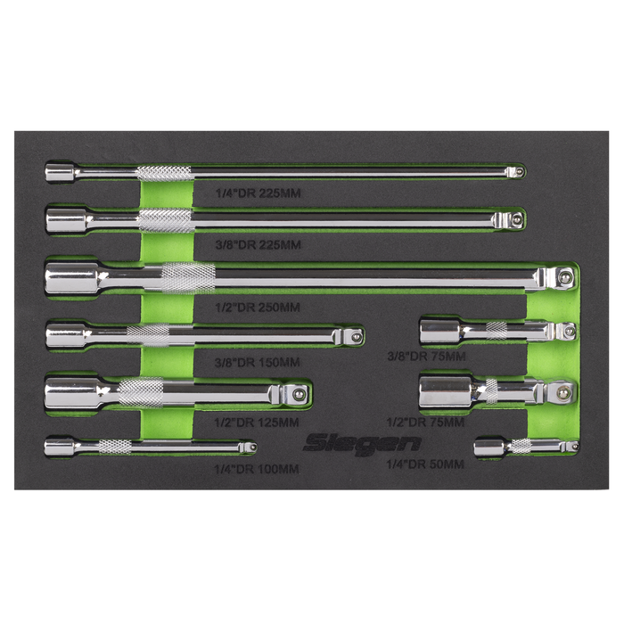 Extension Bar Set 1/4", 3/8" & 1/2"Sq Drive 9pc | S01292