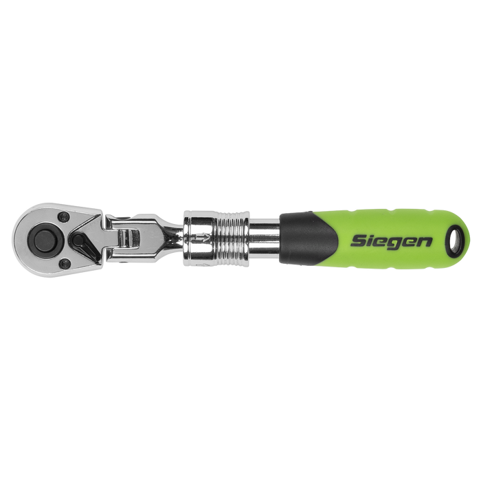 Siegen Extendable Flexi-Head Ratchet Wrench 1/4"Sq Drive | S01294