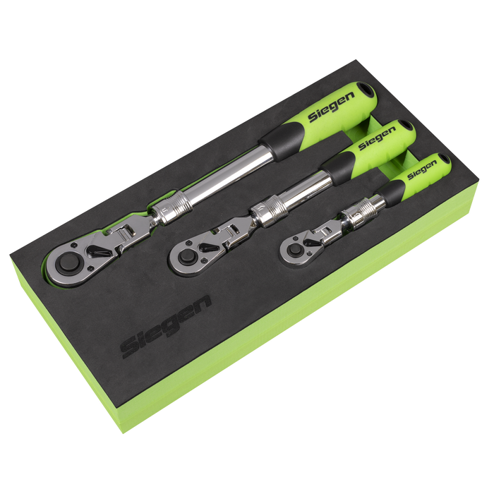 Siegen Extendable Flexi-Head Ratchet Wrench Set 3pc | S01297
