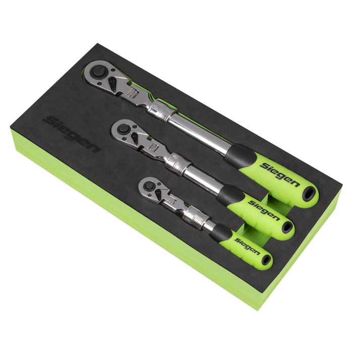 Siegen Extendable Flexi-Head Ratchet Wrench Set 3pc | S01297