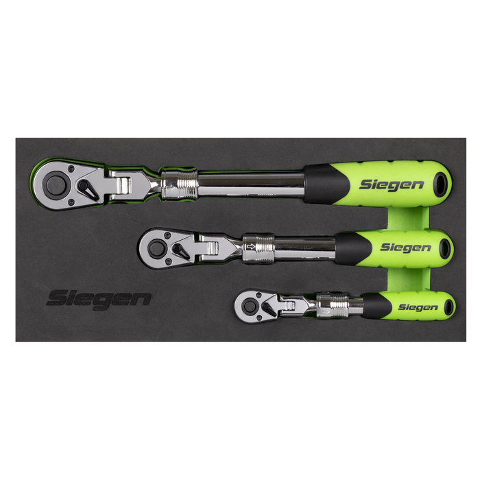 Siegen Extendable Flexi-Head Ratchet Wrench Set 3pc | S01297