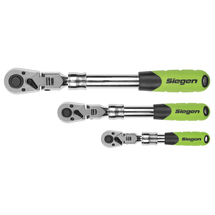 Siegen Extendable Flexi-Head Ratchet Wrench Set 3pc | S01297