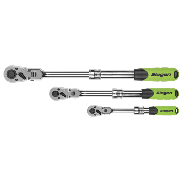 Siegen Extendable Flexi-Head Ratchet Wrench Set 3pc | S01297