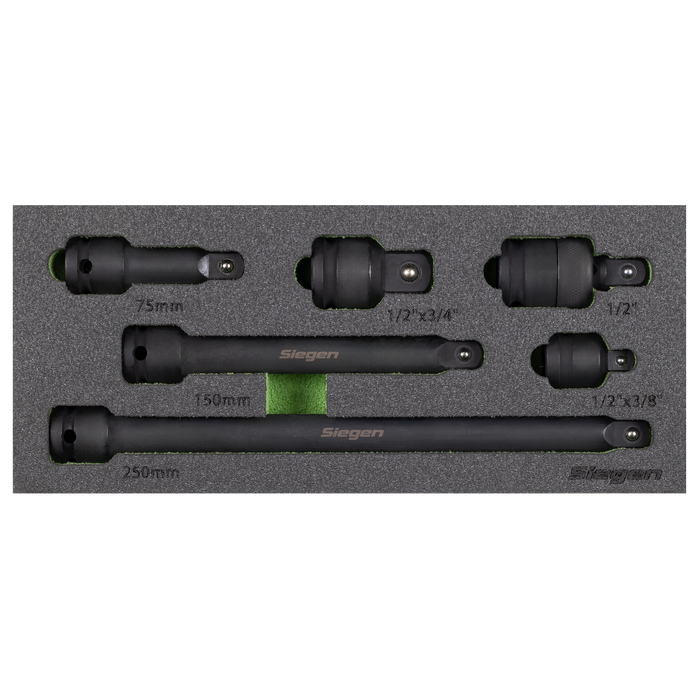 Siegen Impact Adaptor & Extension Bar Set 1/2"Sq Drive 6pc | S01323