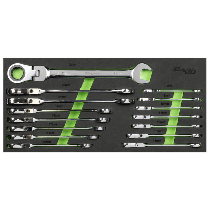 Flexi-Head Combination Ratchet Spanner Set 15pc | S01329