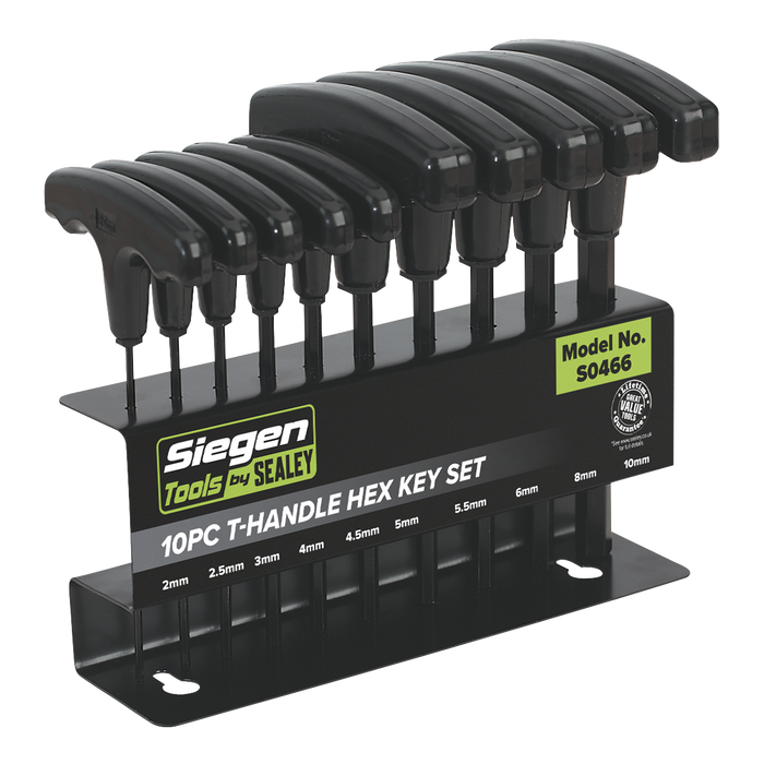 Siegen T-Handle Hex Key Set 10pc | S0466