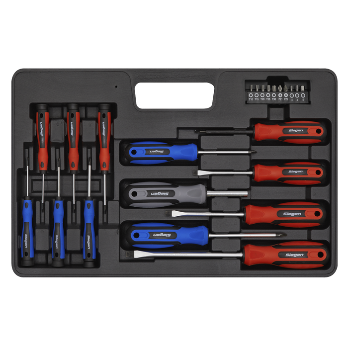 Siegen Soft Grip Screwdriver & Bit Set 23pc | S0598