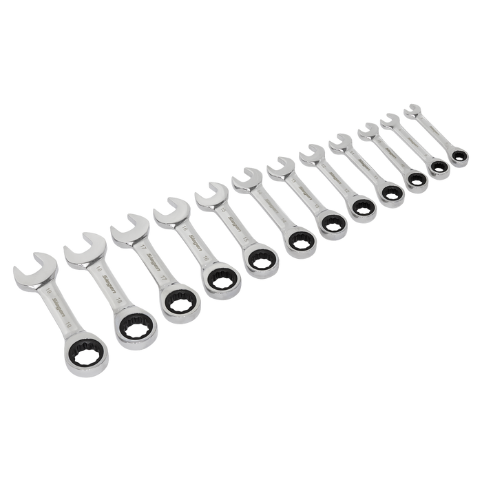 Siegen Stubby Combination Ratchet Spanner Set in EVA Foam Tray 12pc | S0633