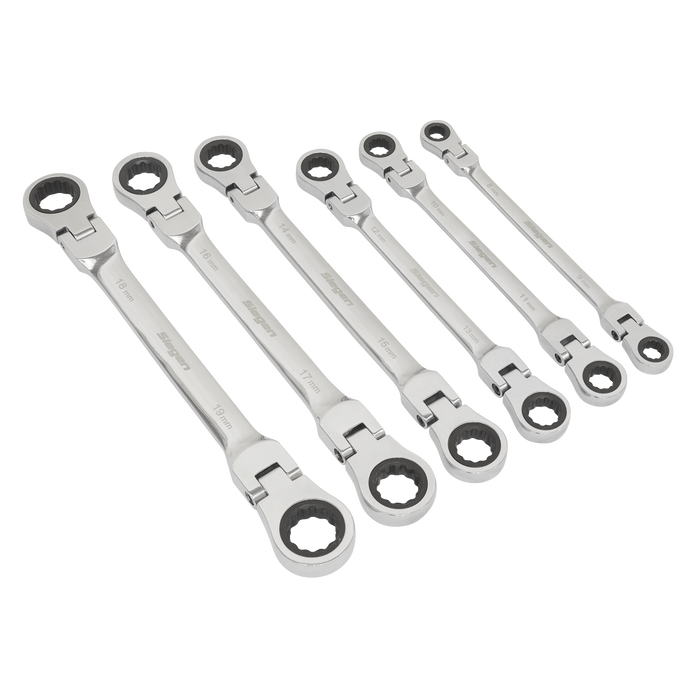 Siegen Flexi-Head Double End Ratchet Ring Spanner Set 6pc | S0806