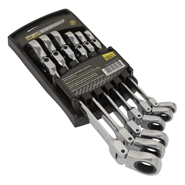 Siegen Flexi-Head Double End Ratchet Ring Spanner Set 6pc | S0806