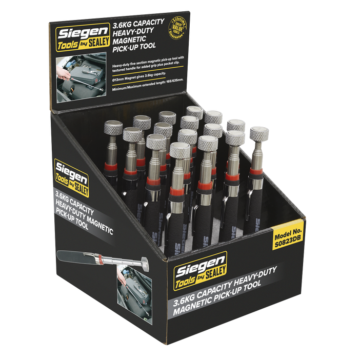 Siegen Heavy-Duty Magnetic Pick-Up Tool 3.6kg Capacity - Display Box of 16 | S0823DB
