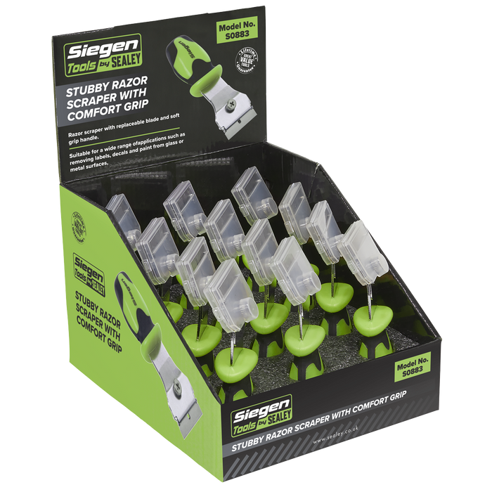 Siegen Razor Scraper with Comfort Grip - Display Box of 12 | S0883