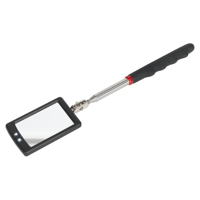 Siegen Telescopic Inspection Mirror with 2 LEDs 52 x 83mm | S0948