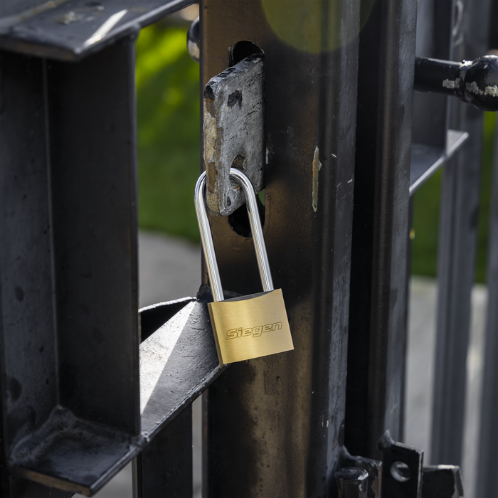 Siegen Brass Body Padlock with Brass Cylinder Long Shackle 40mm | S0989