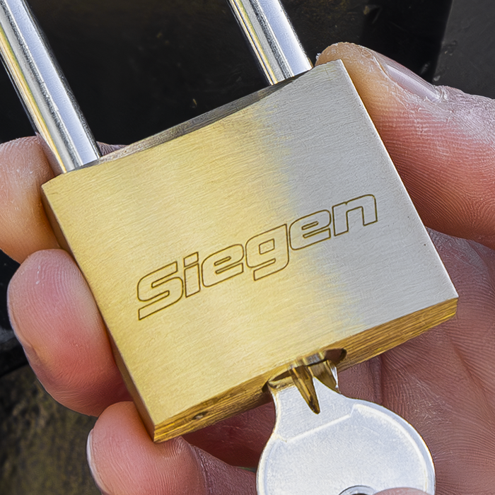 Siegen Brass Body Padlock with Brass Cylinder Long Shackle 40mm | S0989