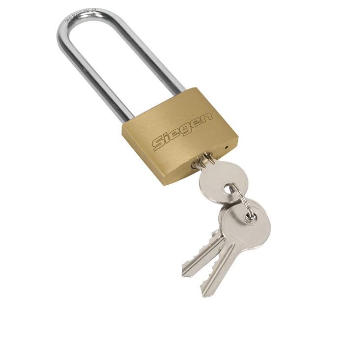 Siegen Brass Body Padlock with Brass Cylinder Long Shackle 40mm | S0989